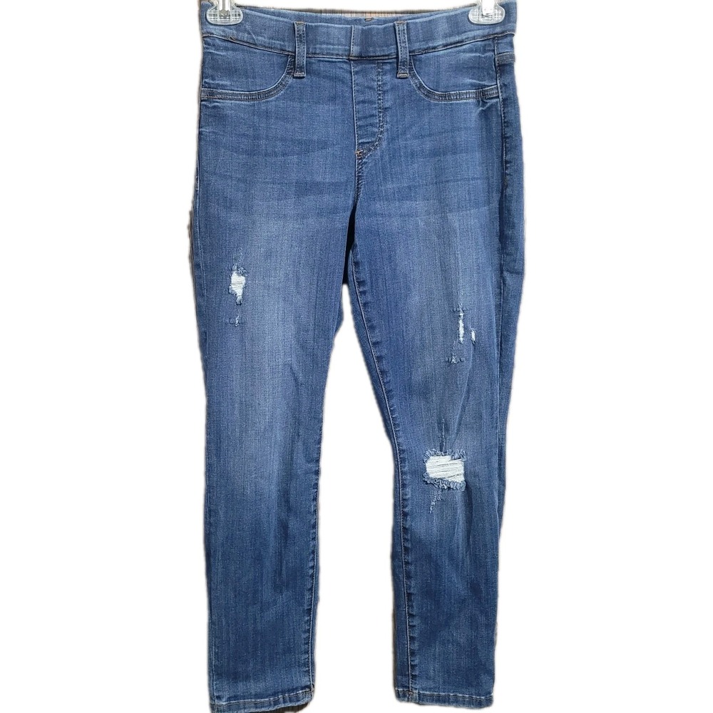 Judy Blue Mid Rise Pull On Boyfriend Jegging 5/27 x 26 Medium Wash Distressed
